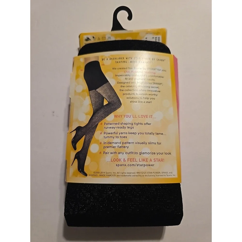 Star Power By SPANX:  High-Waisted Shaping Tights - Size E 195-265 Lbs NWT Black